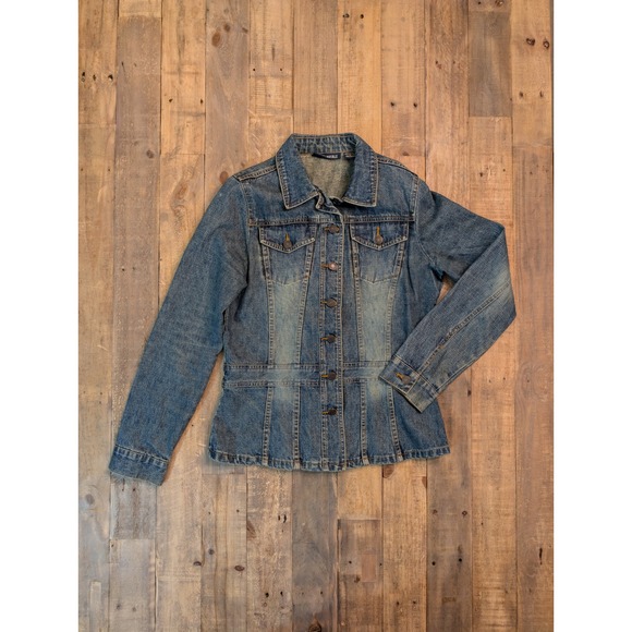 Aeropostale Jackets & Blazers - VTG Y2K Aeropostale Fitted Denim Jacket Womens M Dark Wash Princess Seam Jean